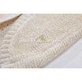 Girl's Knitted Pointelle Logo Embroidery Cardigan Cape